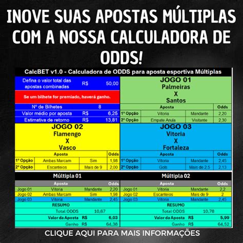 Calculadora de Múltiplas » Calcule Odds de Apostas Combinadas.
